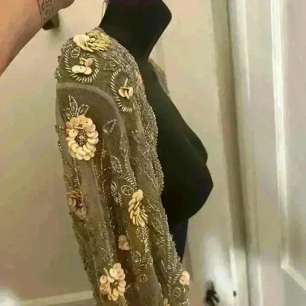 Moyna ~ intricate beaded formal sleeve jacket size M - Picture 6 of 16